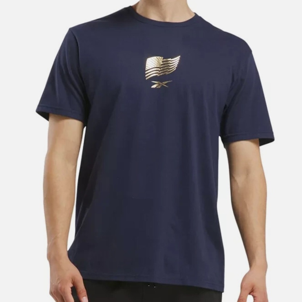 Reebok Men's Navy Blue Graphic T-Shirt